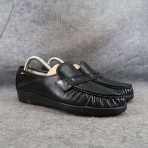 Sas Shoes Womens 10 Classic Moccasin Penny Loafer Slip On Comfort Black Leather